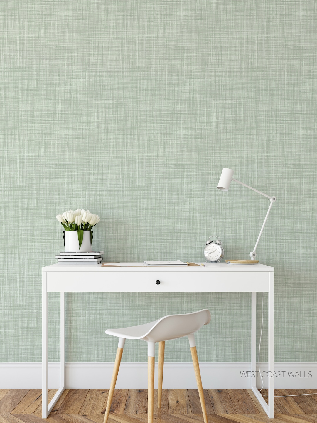 Sage Seagrass Wallpaper / Linen Wallpaper / Natural Wallpaper