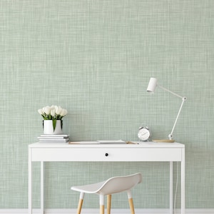 Sage Seagrass Wallpaper / Linen Wallpaper / Natural Wallpaper / Textured Accent Wall /  Neutral Wall