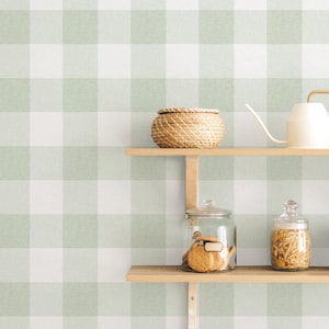 Sage Gingham Karo Tapete / karierte Tapete / karierte Tapete / klassische Tapete