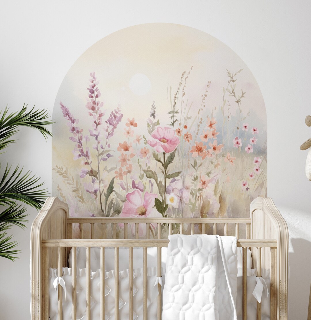 Watercolor Wildflowers Arch Decal / Removable Arch / Boho Wall Decal ...