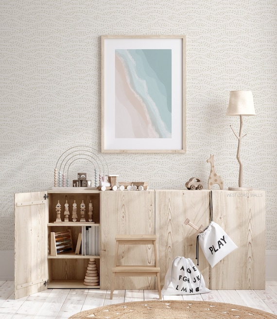Boho Dot Wave Wallpaper / Bohemian Style / Eclectic Wallpaper / Hand Drawn Wallpaper / Boho Feature Wall