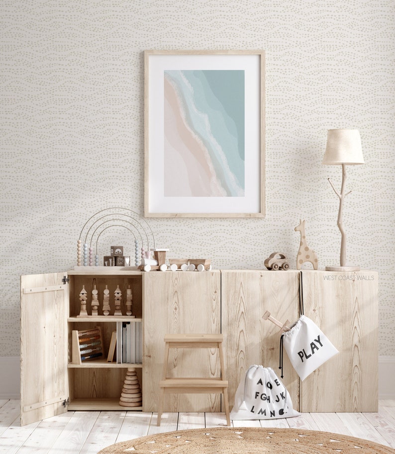 Boho Dot Wave Wallpaper / Bohemian Style / Eclectic Wallpaper / Hand Drawn Wallpaper / Boho Feature Wall image 1