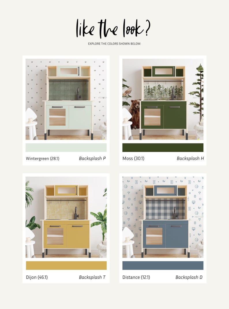 Ikea DUKTIG Kitchen Removable Decals / Ikea Play kitchen hack / Play Kitchen Accessories / Duktig Customisation / Custom Play Kitchen image 2
