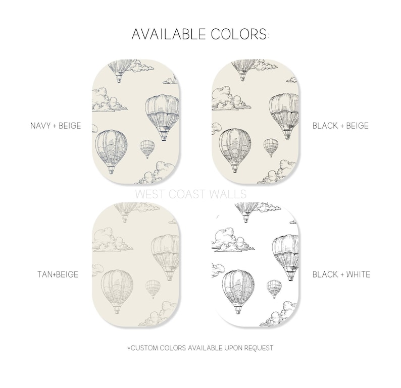 Vintage Hot Air Balloon Wallpaper, alternate colors available / Wallpaper / Air Balloon Decor / Air Balloon Wallpaper / Nursery Wallpaper image 5