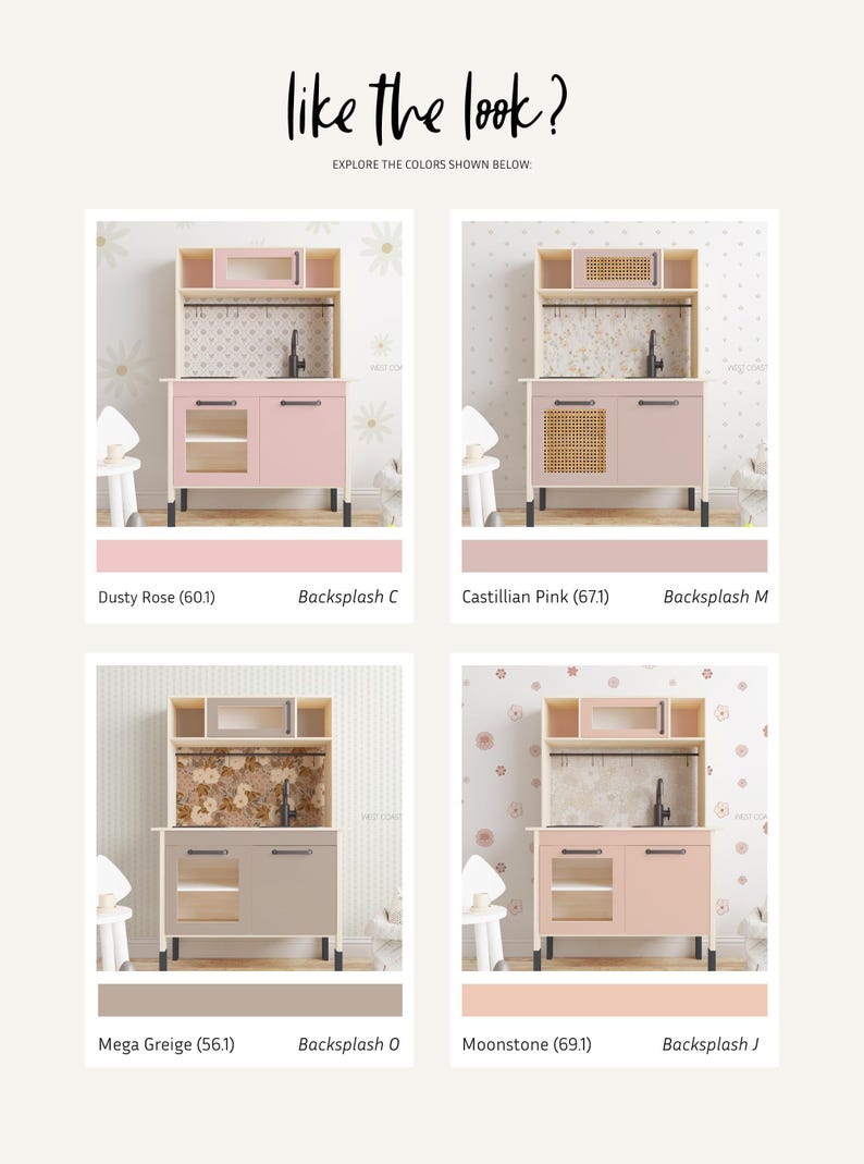 Ikea DUKTIG Kitchen Removable Decals / Ikea Play kitchen hack / Play Kitchen Accessories / Duktig Customisation / Custom Play Kitchen image 4
