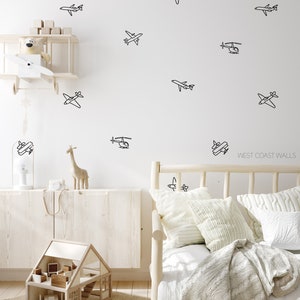 Minimalist Airplane Decals / Simple Airplane Decor / Removable Airplane Wall Decals / Nursery Decor / Boys Room / Airplane Stickers image 4