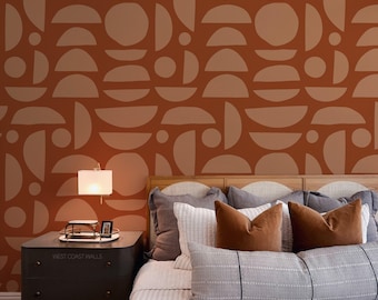Abstract Semi Circles Wallpaper Alternate Colours available / Abstract Shapes Modern Wall / Semi Circle Wallpaper / Feature Wall