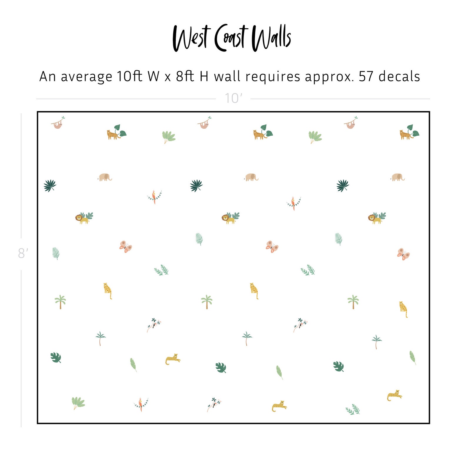 Deluxe Jungle Animals Removable Wall Decals / Jungle Decor / Nursery ...