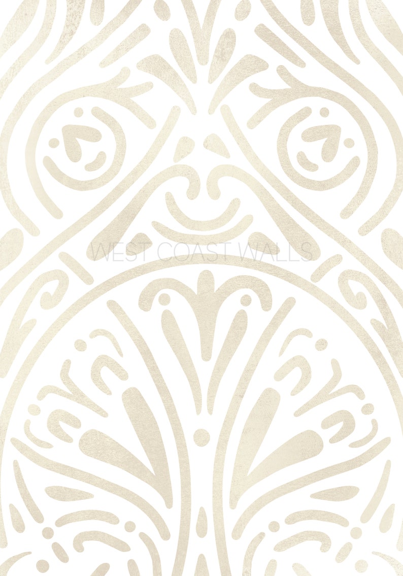 Hand Drawn Damask Neutral Wallpaper / Textured Damask Walls / Etsy