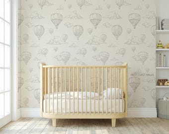 Vintage Hot Air Balloon Wallpaper, alternate colors available / Wallpaper / Air Balloon Decor / Air Balloon Wallpaper / Nursery Wallpaper