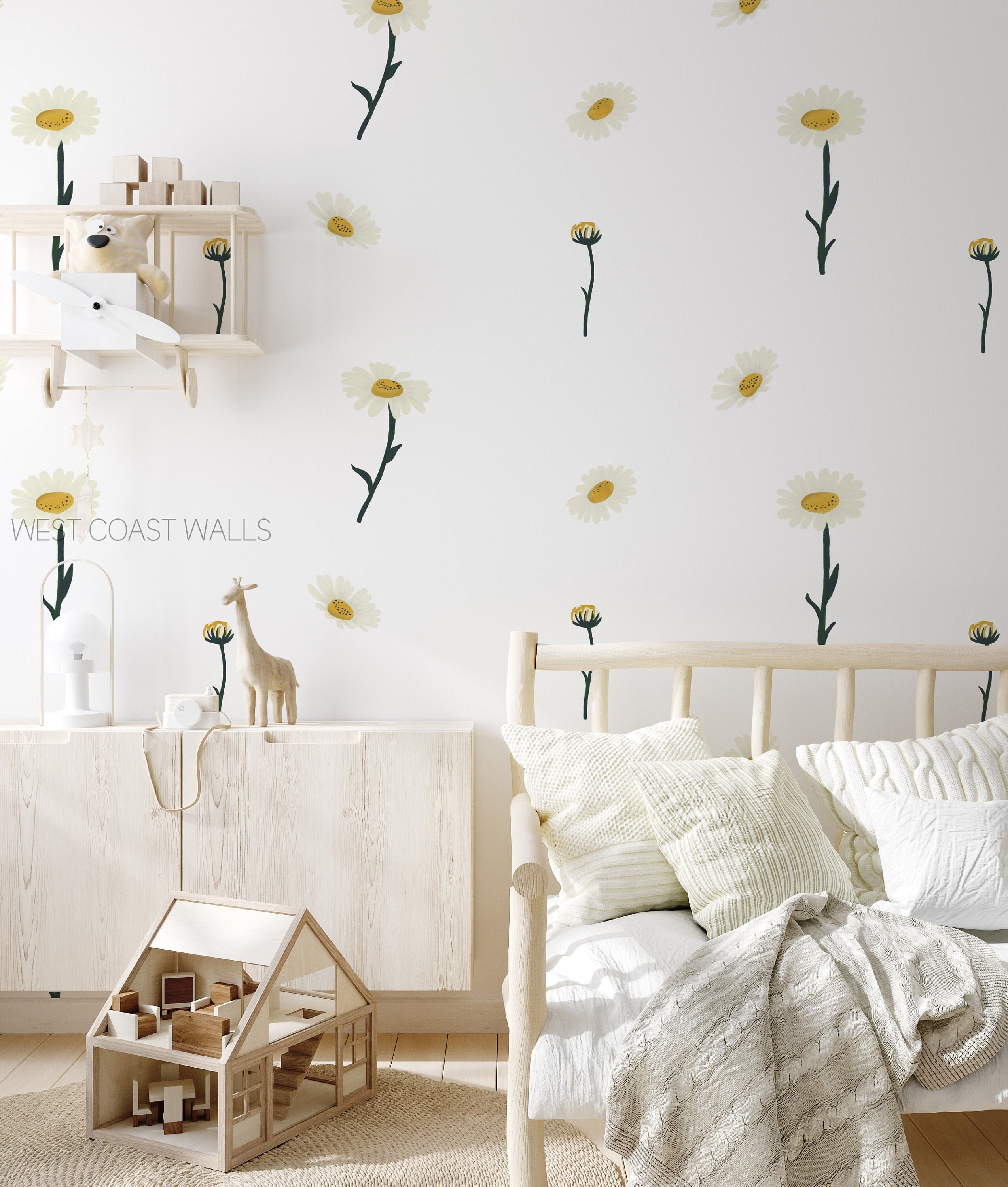Daisy Wall Decals / Removable Flower Decals / Flower Room / Etsy