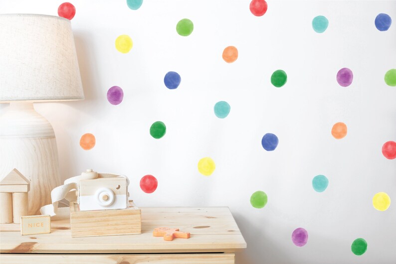 Rainbow Dots Wall Decals / Removable Rainbow Decals / Peel and Etsy