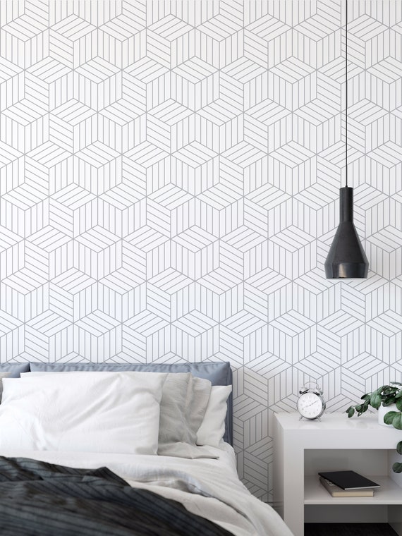 Geometric Hexagon Wallpaper / Cube Wallpaper / Hexagon - Etsy Geometric Hexagon Wallpaper / Cube Wallpaper / Hexagon - Etsy