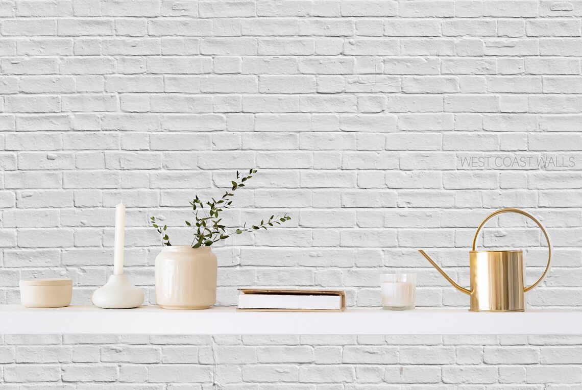 White Brick Removable Wallpaper / White Wash Brick / Brick Etsy