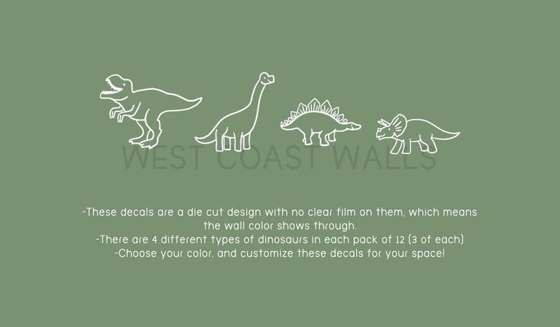 Minimalist Dinosaur Decals / Dinosaur Decor / Removable Dinosaurs / Nursery Decor / Boys Room / Dinosaur Stickers / Dinosaur Decor / T-Rex image 4