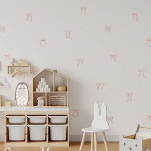 Minimalist Bow Decals / Line Drawn Ribbon Wall Decal / Coquette Nursery Wall Sticker