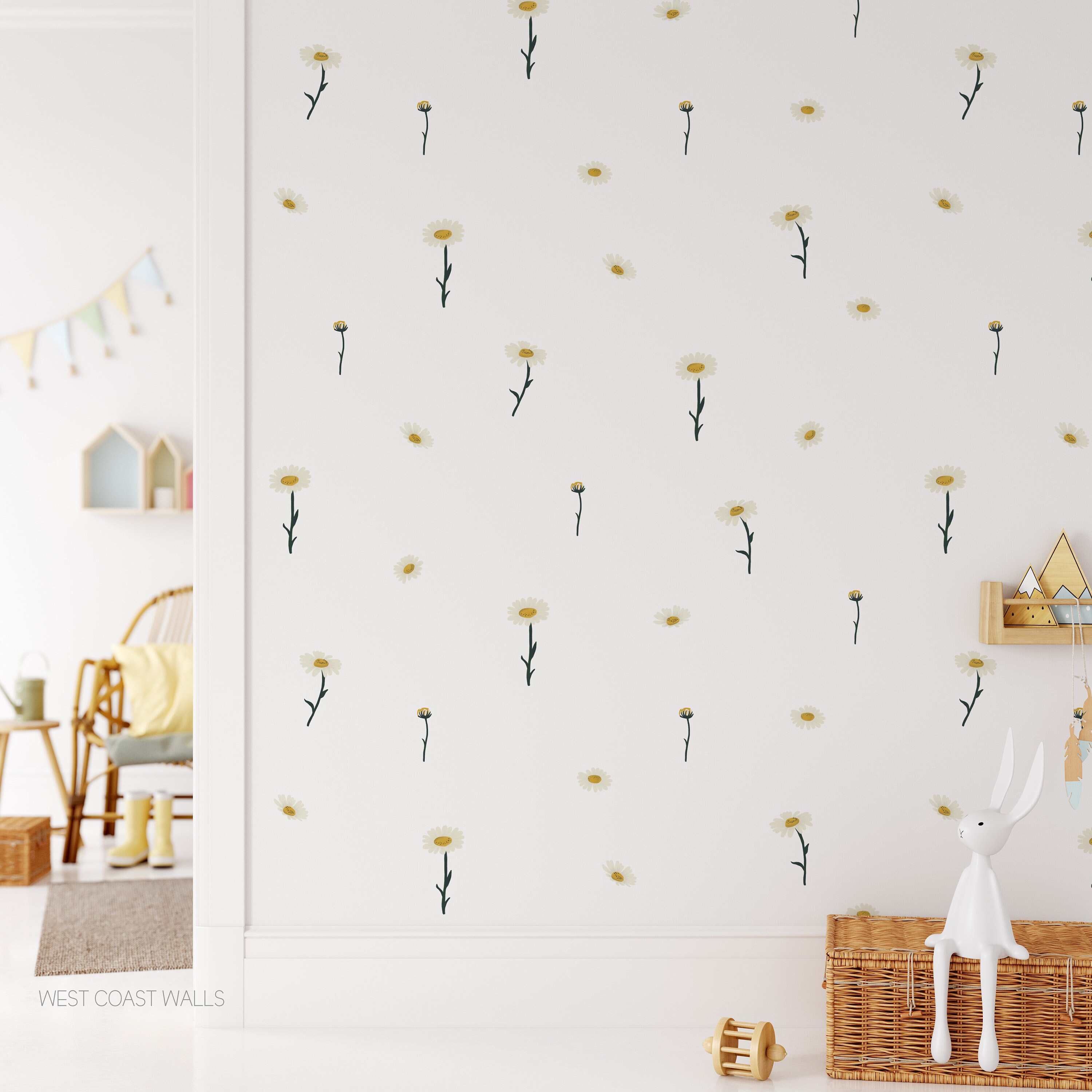 Daisy Wall Decals / Removable Flower Decals / Boho Flower Room ...
