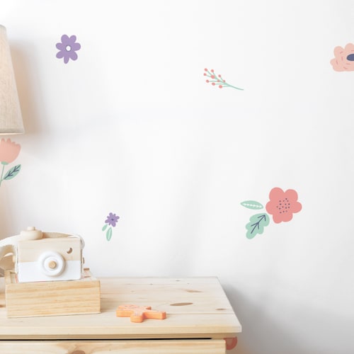 Flower Wall Decals Boho Floral Wall Stickers Nursery Decor Etsy