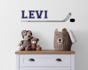 Custom Hockey Stick Removable Wall Decal / Sport Wall Decor / Boys Room / Personalised Hockey Stick / Hockey Decor / Hockey Theme