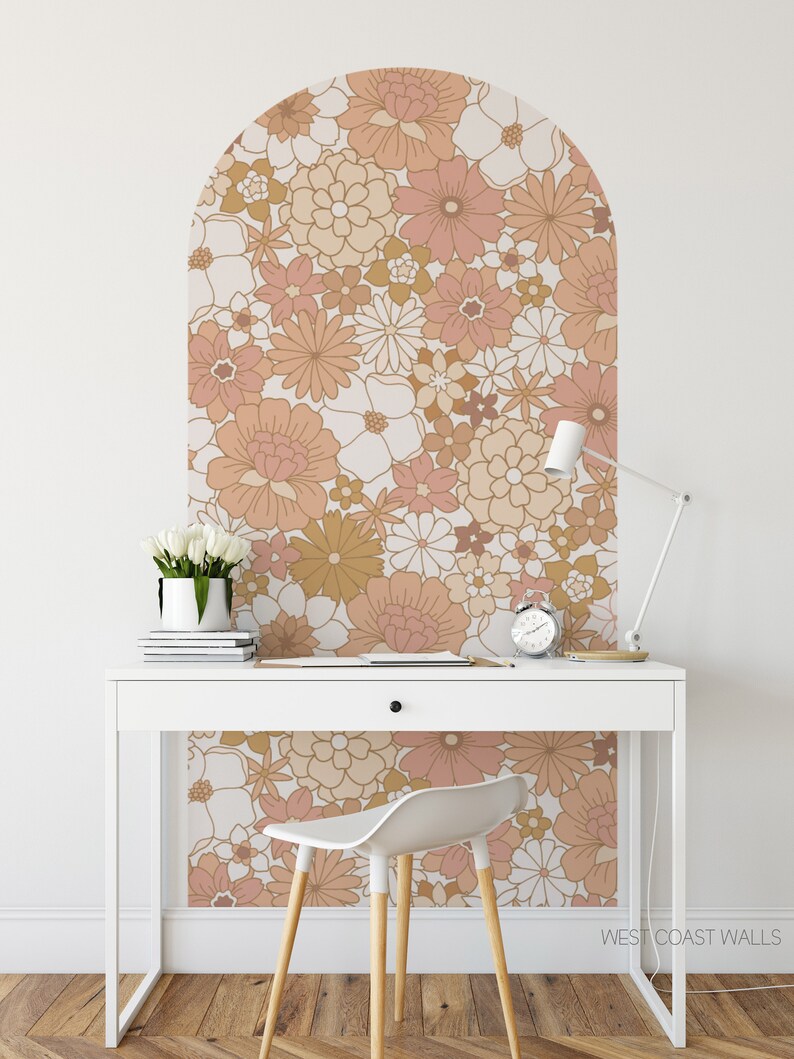 Retro Boho Floral Arch Decal / Removable Arch / Boho Wall Decal / Arch ...