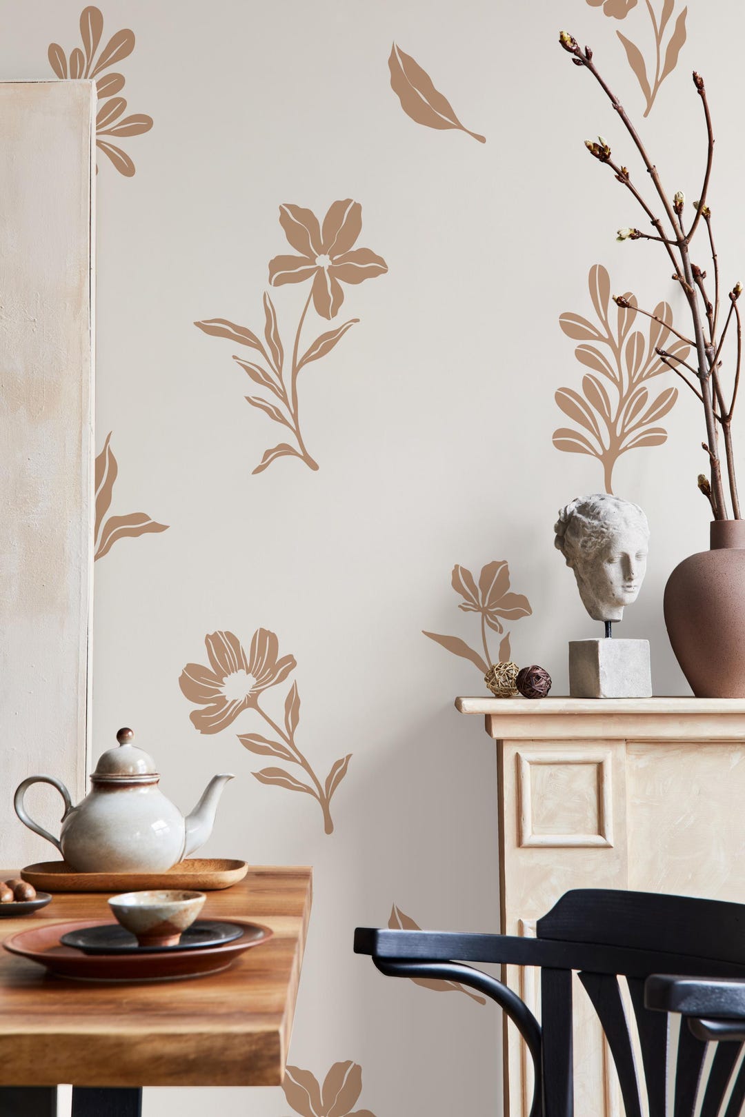 Marlie Floral Decals - Large / Simple Floral Decals / Minimal Line Art ...