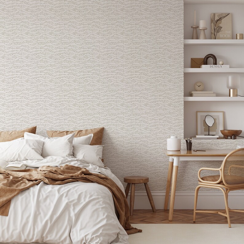 Boho Dot Wave Wallpaper / Bohemian Style / Eclectic Wallpaper / Hand Drawn Wallpaper / Boho Feature Wall image 3