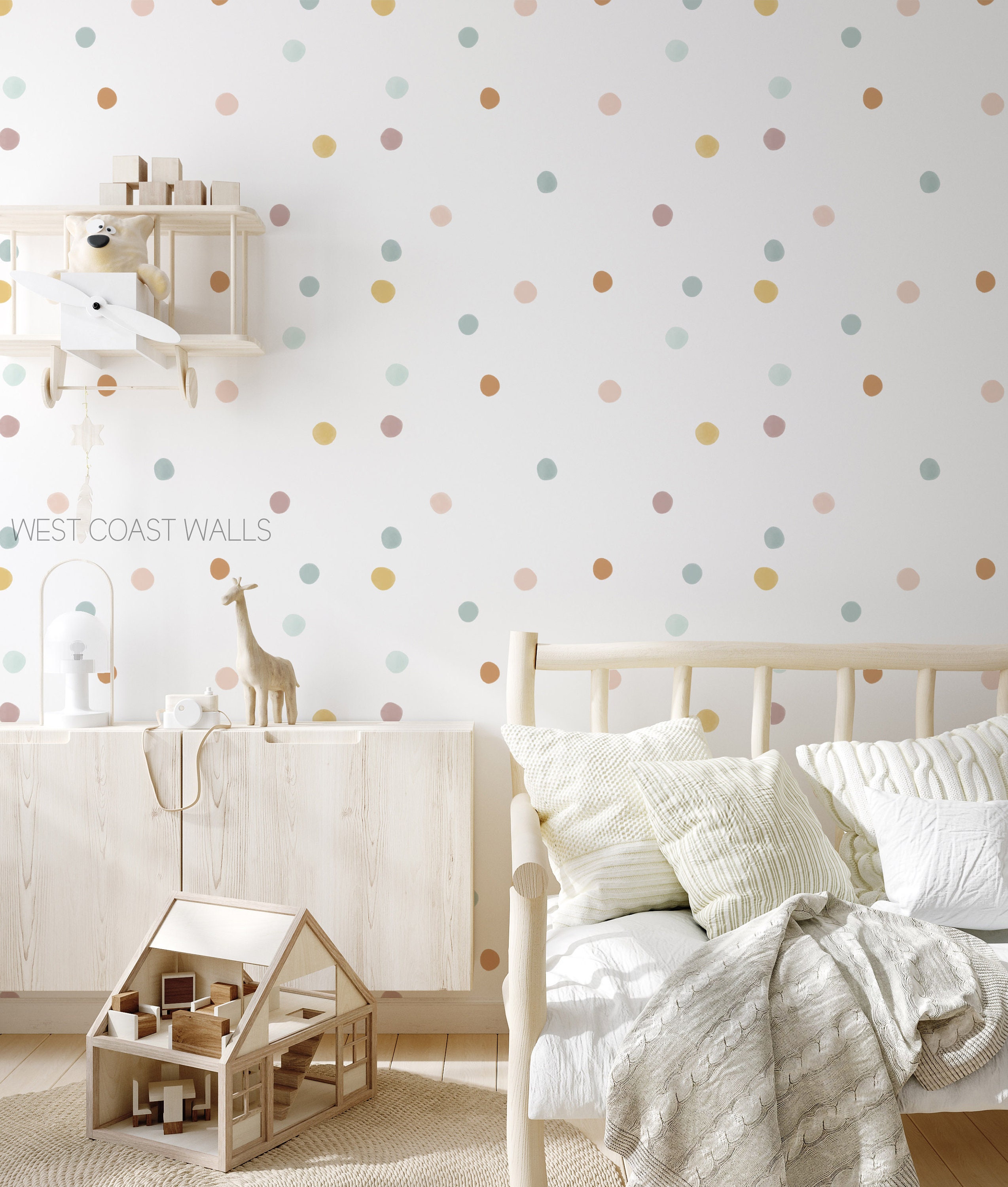 Iinuu Boho Polka Dot Wall Stickers - Removable Decals For Kids' Bedroom, Nursery, Playroom Decor