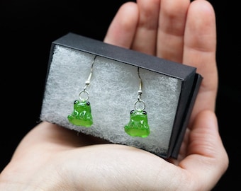 Frog Earrings / Sea Glass colored