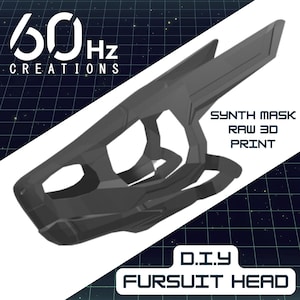 Synth Head Base - Fursuit Head - Protogen-Style SCI-FI Furry D.I.Y Cosplay with Hinged Jaw / 3D Printed / Unfinished RAW Print