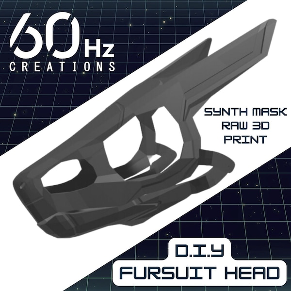 Synth Head Base - Fursuit Head - Protogen-Style SCI-FI Furry D.I.Y Cosplay with Hinged Jaw / 3D Printed / Unfinished RAW Print