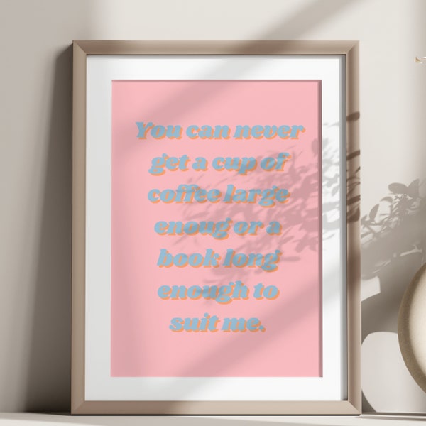 Christian Retro Pinterest Girl Bedroom Wall Art C. S. Lewis Quote Bookworm Love Reading Print Coffee Tea Themed Soft Cottage Core Dorm Decor