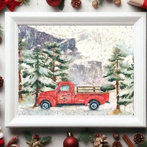 Printable Vintage Winter Art | Digital Art | Farmhouse Decor | Vintage Christmas Decor | Winter Holiday Wall Decor | Rustic Christmas Decor