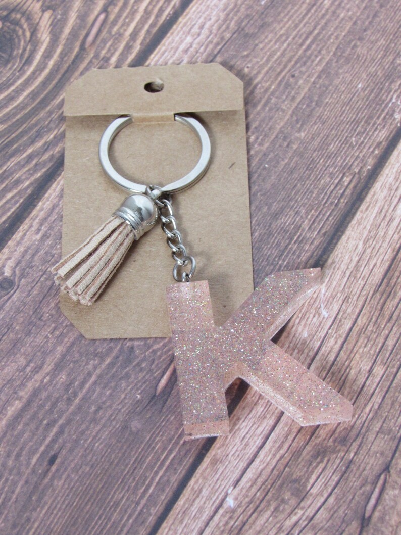 Personalized Letter Keychain Initial Keychains Epoxy Etsy