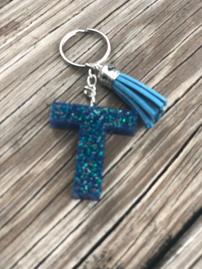 Personalized Letter Keychain Initial Keychains Epoxy Etsy
