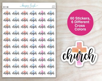 Church Stickers with Watercolor Crosses | Great for planners, calendars, notebooks, bullet journals | G-014