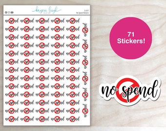 No Spend Stickers for use in Planners, Notebooks, Bullet Journals, etc. | G-017