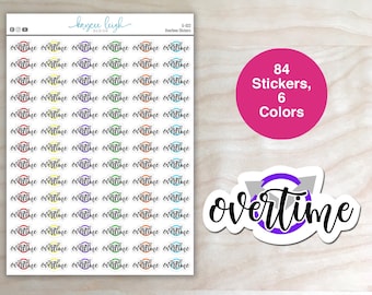 Overtime Planner Stickers for use in Planners, Notebooks, Bullet Journals, etc. | G-022