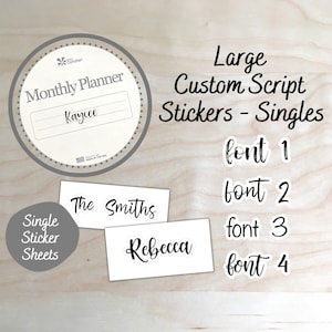 Large Custom Script Sticker | One Sticker | Custom Name Text Sticker | Header Size | Four Font Choices