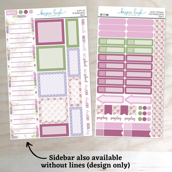 Monthly Add On Stickers for A5, 7x9, and 8.5x11 Planners | Erin Condren | Happy Planner | M-019