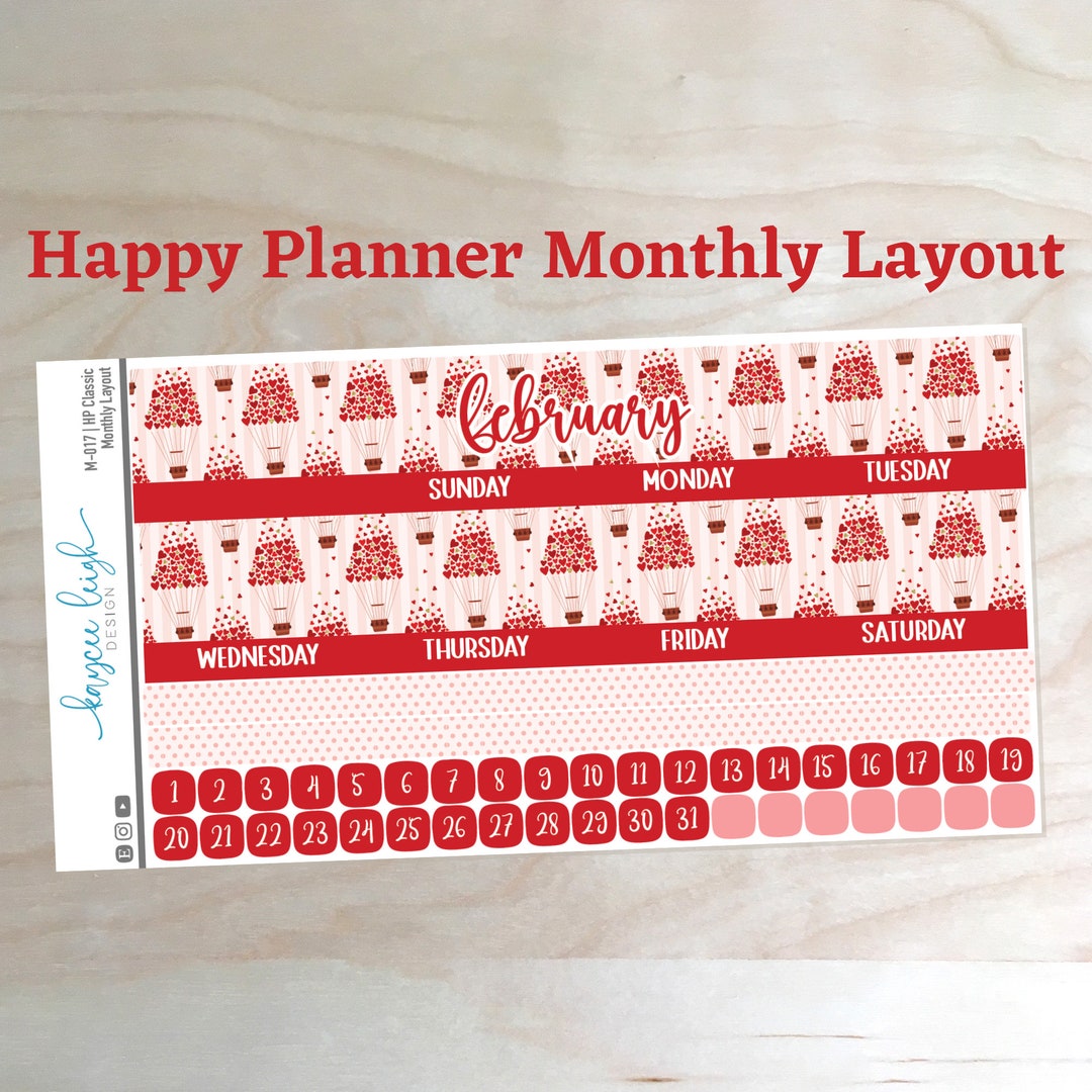 Happy Planner Monthly Layout Sticker Kit Classic and Big M017 Etsy