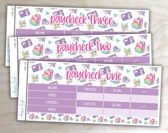 Paycheck Budget Stickers for 7x9 and 8.5x11 Planners | Choose Paychecks 1-5 | S-001