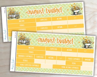 August Budget Stickers | 3 Layouts | A5, 7x9, and 8.5x11 Planners | M-057