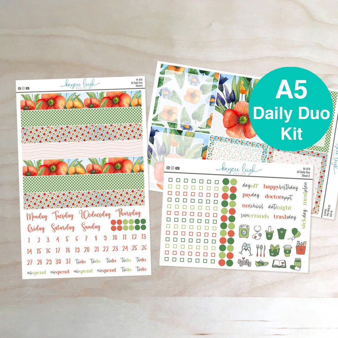 A5 Daily Duo Sticker Kit Erin Condren A5 Daily Duo Planner M-018 - Etsy