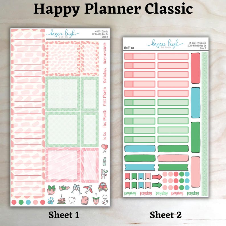 Monthly Add on Stickers for A5, 7x9, and 8.5x11 Planners | Erin Condren ...