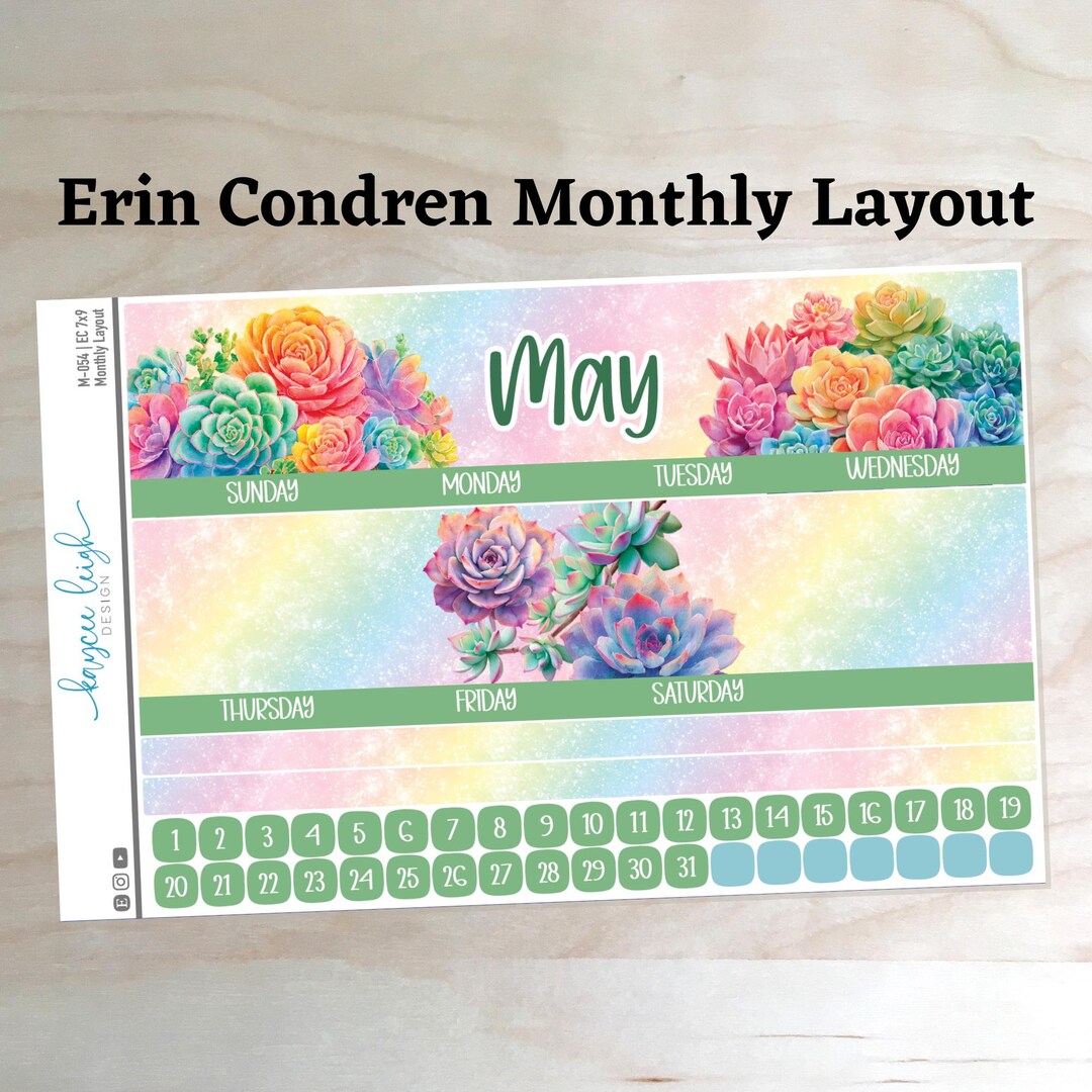 Erin Condren Monthly Layout Sticker Kit for A5, 7x9, and 8.5x11 ...