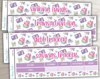Budget Kit Stickers for 7x9 and 8.5x11 Planners | Savings Tracker, Debt Tracker, Transaction Log, Sinking Funds | S-001