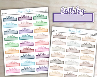 Birthday Event Stickers for use in Planners, Notebooks, Bullet Journals, etc. | Colorful and Neutral