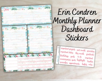 Monthly Planner Dashboard Stickers for 7x9, 8.5x11, & A5 Erin Condren Monthly Planners | Text Stickers | M-021