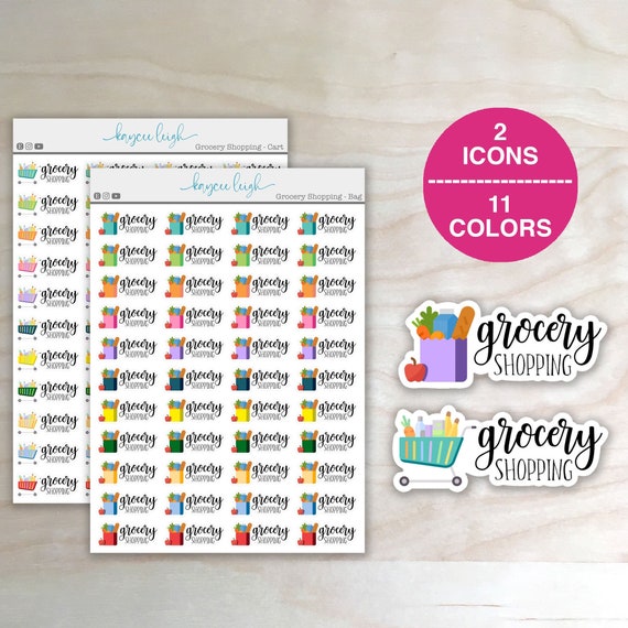 Grocery Shopping Stickers for Planners Notebooks Bullet - Etsy