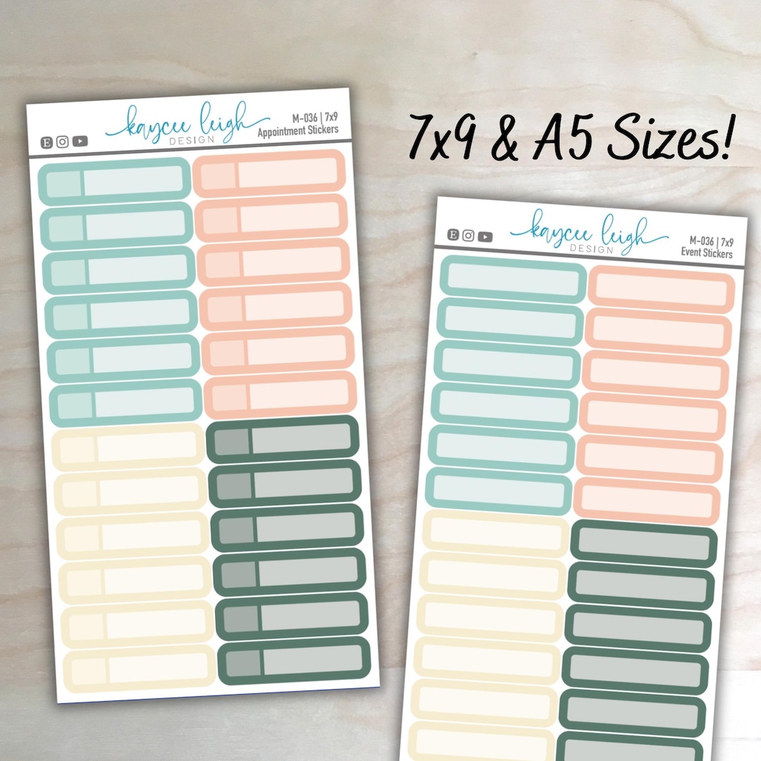 Event Sticker Image Color Appointment and Event Stickers Four Colors 7x9 & A5 Budget Stickers M ...